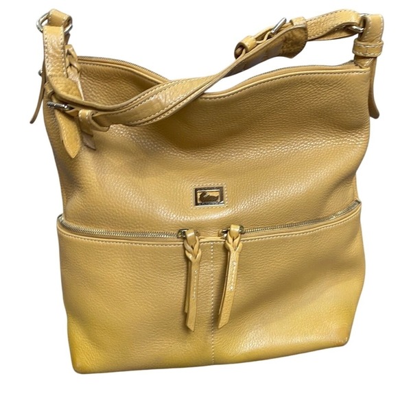 Dooney & Bourke Yellow Leather Hobo Bag Shoulder Tote Purse Vintage Y2K Dopamine - Picture 1 of 16
